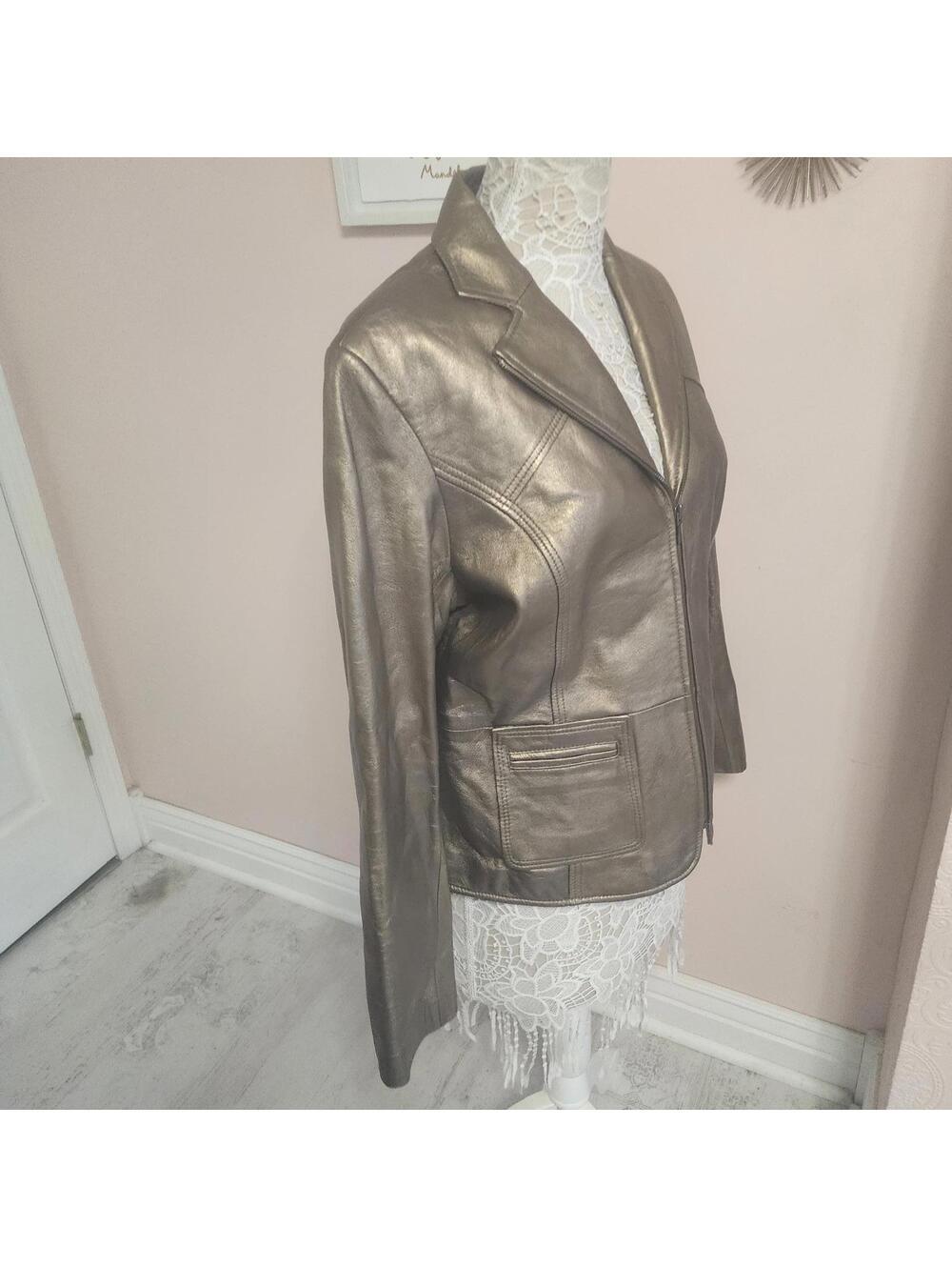LKNW Bernardo Gold Metallic bronze Bernardo Design leather blazer jacket XL